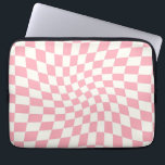 Retro Pastel Baby Pink Checks Warped Checkerboard  Laptop Sleeve<br><div class="desc">Perfect warped checkered design. Modern warped checkers. This nice retro psychedelic design takes you to the wonderland. Warped checks in pastel colors. Twirl and swirl,  twist checks,  checkered pattern</div>