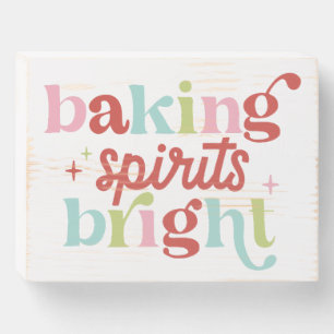 Retro Pastel Baking Spirit's Bright Christmas Wooden Box Sign