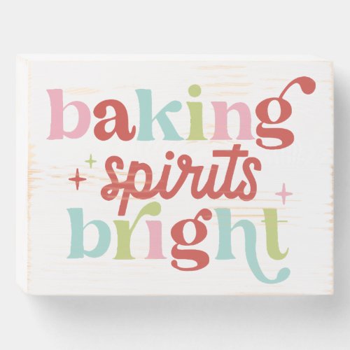 Retro Pastel Baking Spirits Bright Christmas Wooden Box Sign