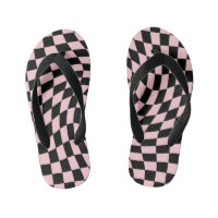 Retro Pastel Black Pink Checks Warped Checkerboard