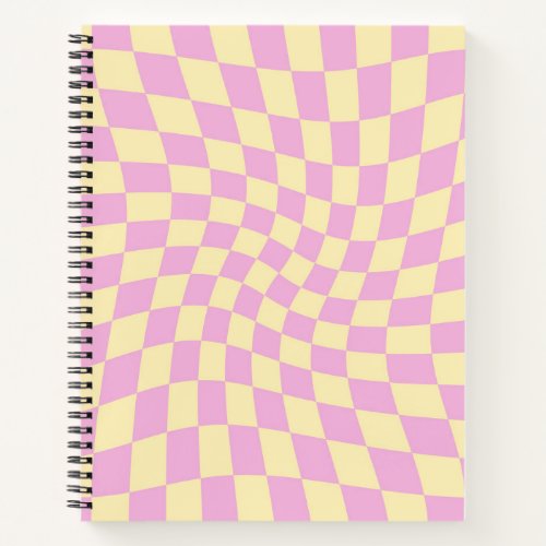 Retro Pastel Blue Checks Warped Checkered    Notebook