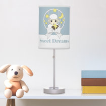 Retro Pastel Blue Cute Cartoon Lamb Sweet Dreams Table Lamp