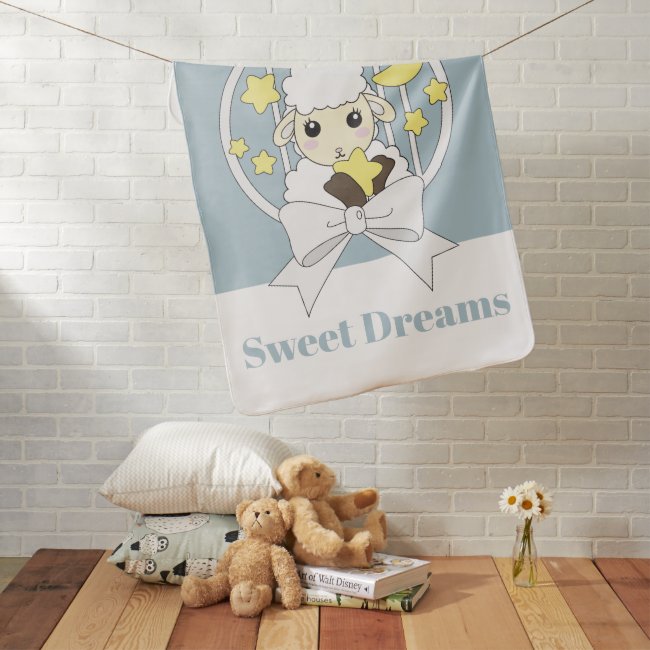 Retro Pastel Blue Cute Cartoon Sheep Sweet Dreams