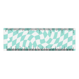 Retro Pastel Blue Dorm Warped Check Checkered Ruler