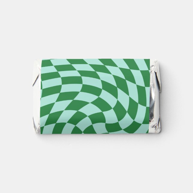 Retro Pastel Blue Green Warped Check Checkered  Hershey's Miniatures (Front)
