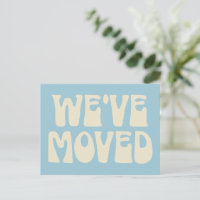 Retro Pastel Blue Minimalist Moved New Address Po
