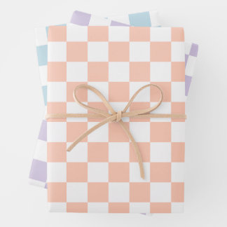 Retro Pastel Checkered Pattern Wrapping Paper Sheets