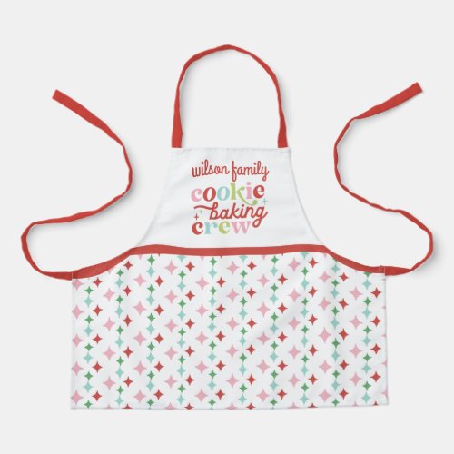 Retro Pastel Christmas Cookie Baking Crew  Family Apron