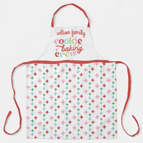 Retro Pastel Christmas Cookie Baking Crew  Family Apron