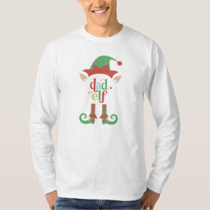 Retro Pastel Christmas Dad Elf Family T-Shirt