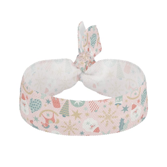 Retro Pastel Christmas  Elastic Hair Tie (Front)