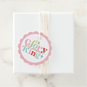 Retro Pastel Christmas Glory to the Newborn King Favor Tags
