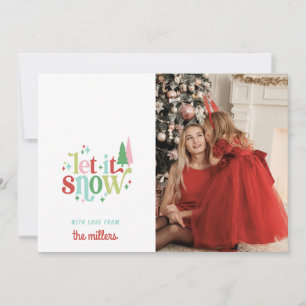 Retro Pastel Christmas Let it Snow Holiday Card