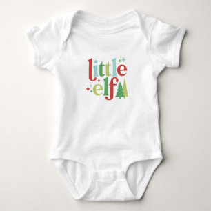 Retro Pastel Christmas Little Elf Baby Bodysuit