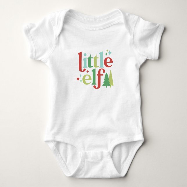Retro Pastel Christmas | Little Elf Baby Bodysuit (Front)