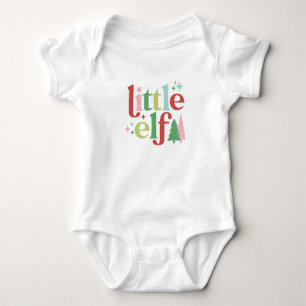 Retro Pastel Christmas Little Elf Baby Bodysuit