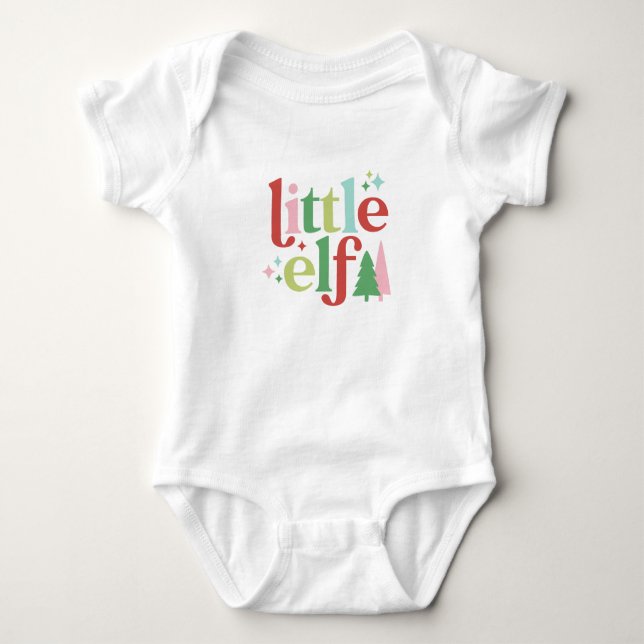 Retro Pastel Christmas | Little Elf Baby Bodysuit (Front)