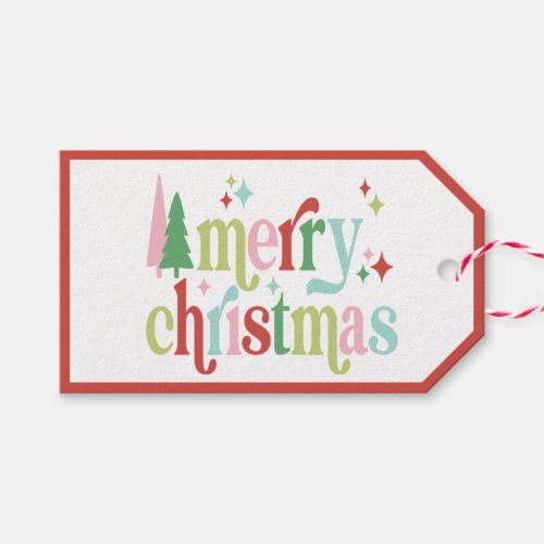 Retro Pastel Christmas  Merry Christmas Gift Tags