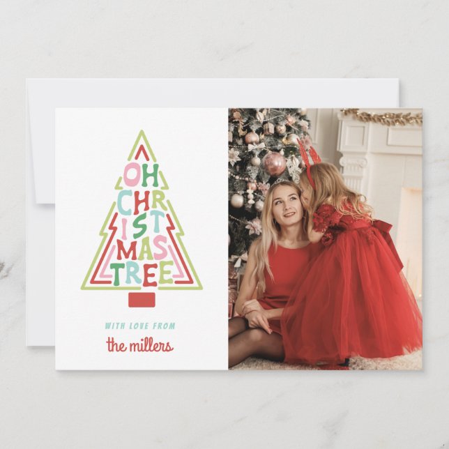 Retro Pastel Christmas | Oh Christmas Tree Holiday Card (Front)