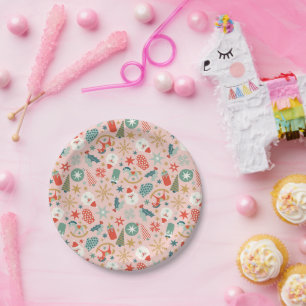 Retro Pastel Christmas Paper Plates