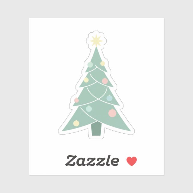 Retro Pastel Christmas Tree Mid-Century Modern  Sticker (Sheet)