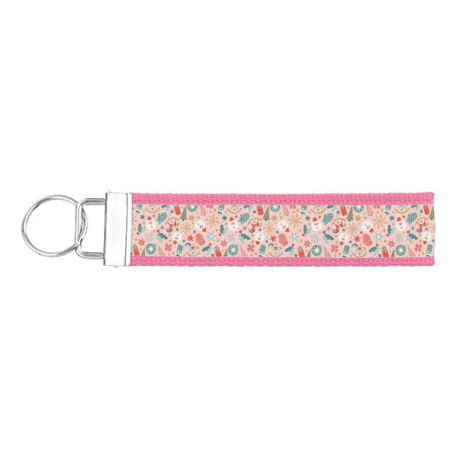 Retro Pastel Christmas  Wrist Keychain (Keys on Left)