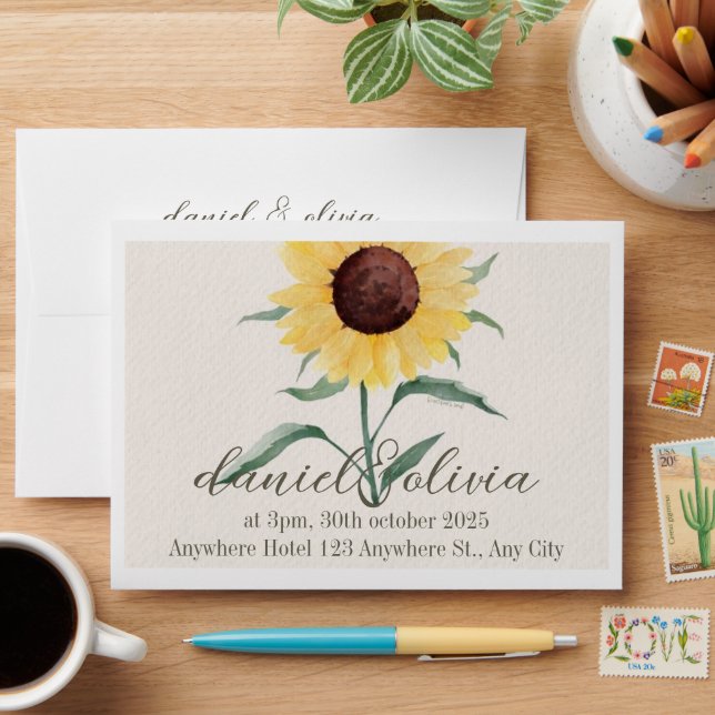 Retro Pastel Color Daisy Wedding Envelope (Desk)