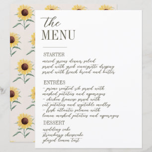 Retro Pastel Color Daisy Wedding Menu