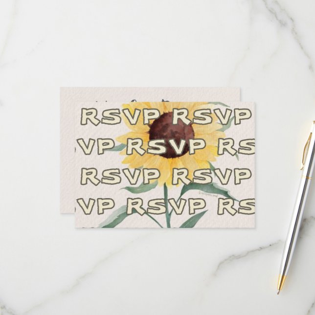 Retro Pastel Color Daisy Wedding RSVP Card (Front/Back In Situ)