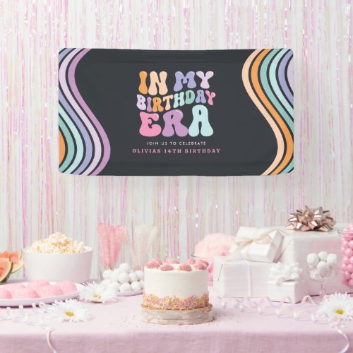 Retro pastel colourful modern birthday era  banner