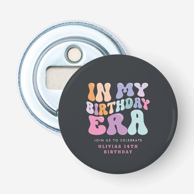 Retro pastel colourful modern birthday era  bottle opener (Front)