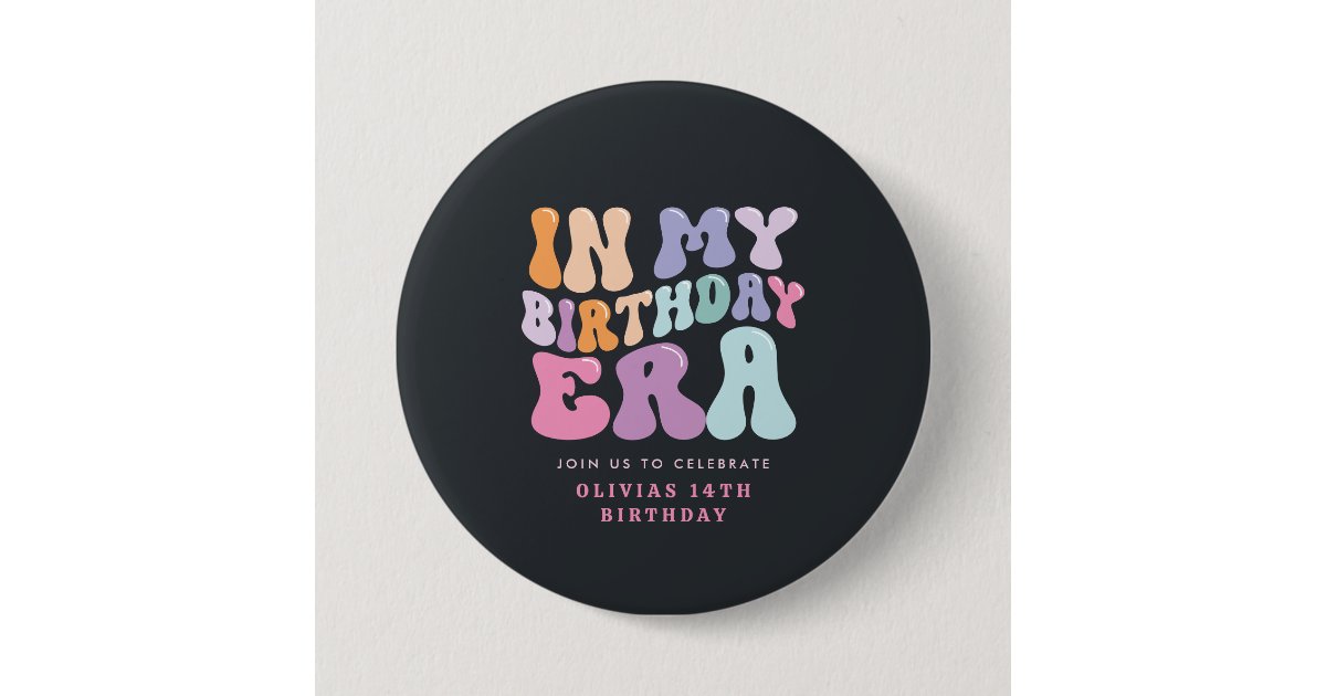 Retro pastel colourful modern birthday era button | Zazzle