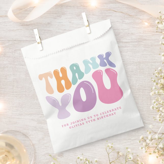 Retro pastel colourful modern birthday era  favor bag (Clipped)
