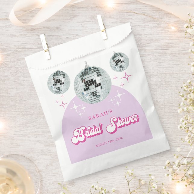 Retro Pastel Disco Groove Bridal Shower Favor Bag (Clipped)