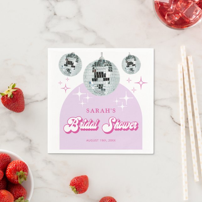 Retro Pastel Disco Groove Bridal Shower Napkins (Insitu)