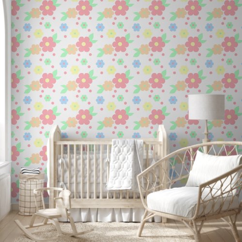 Retro Pastel Floral Colorful Peel and Stick Wall Retro Pastel Floral Colorful Peel and Stick Wall
