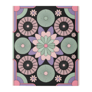 Retro Pastel Floral Mandala Symmetry Metal Print