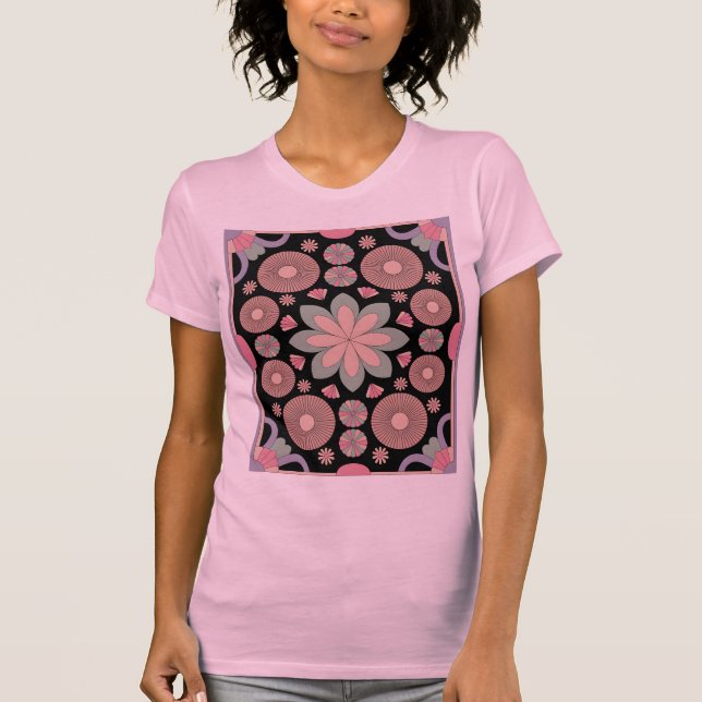 Retro Pastel Floral Mandala Symmetry T-Shirt (Front)