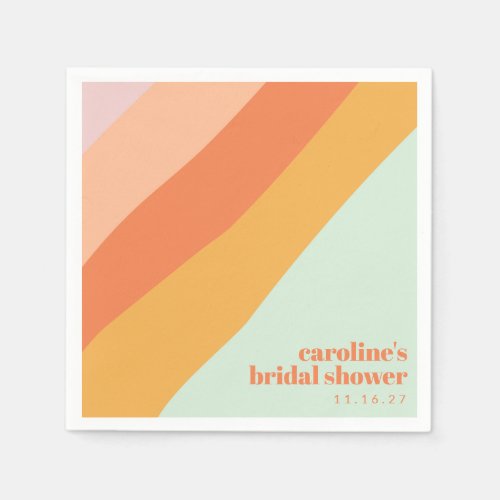 Retro Pastel Geometric Art Custom Bridal Shower  Napkins