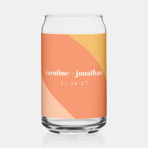 Retro Pastel Geometric Art Custom Wedding Can Glass