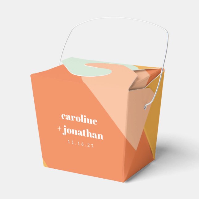Retro Pastel Geometric Art Custom Wedding Cute  Favor Boxes (Front Side)