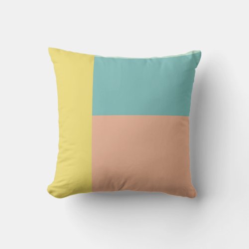Retro Pastel Geometric Color Block Teal Coral Throw Pillow