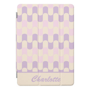 Retro Pastel Geometric Pink Purple Personalized iPad Pro Cover