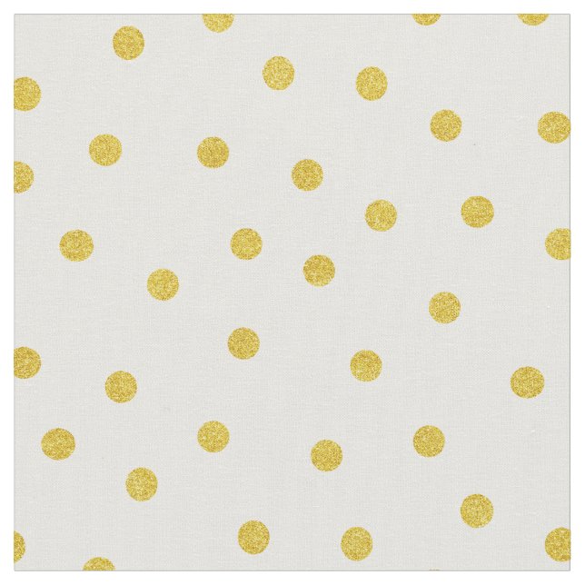 Retro pastel glitter gold polka dots pattern fabric (Close Up)