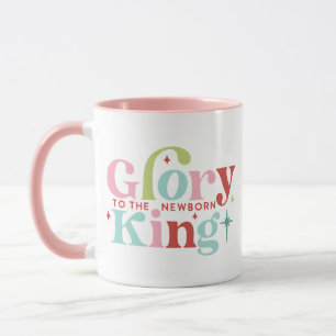 Retro Pastel Glory to the Newborn King Mug