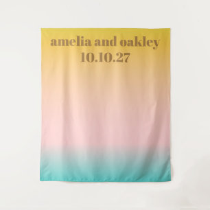 Retro Pastel Gradient Boho Wedding Custom Backdrop