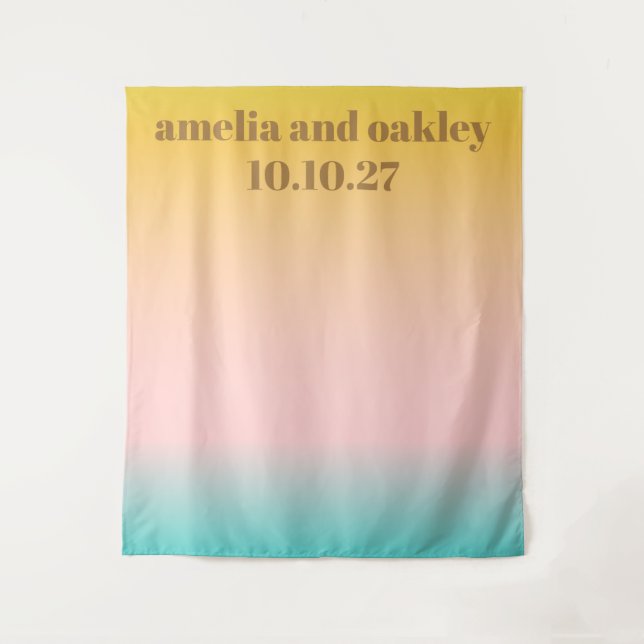 Retro Pastel Gradient Boho Wedding Custom Backdrop (Front)