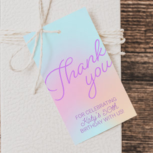 Retro Pastel Gradient Thank You Favor Gift Tags
