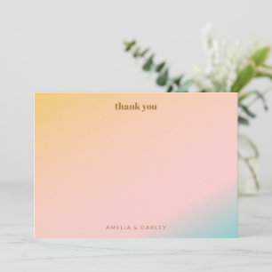 Retro Pastel Gradient Unique Wedding Custom Thank You Card