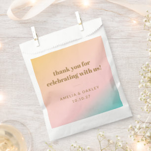 Retro Pastel Gradient Unique Wedding Custom Thanks Favor Bag